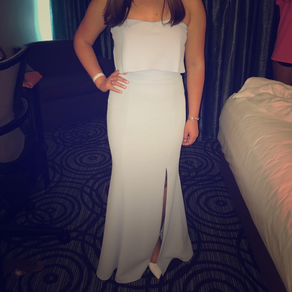 Xscape Blue Strapless Gown
